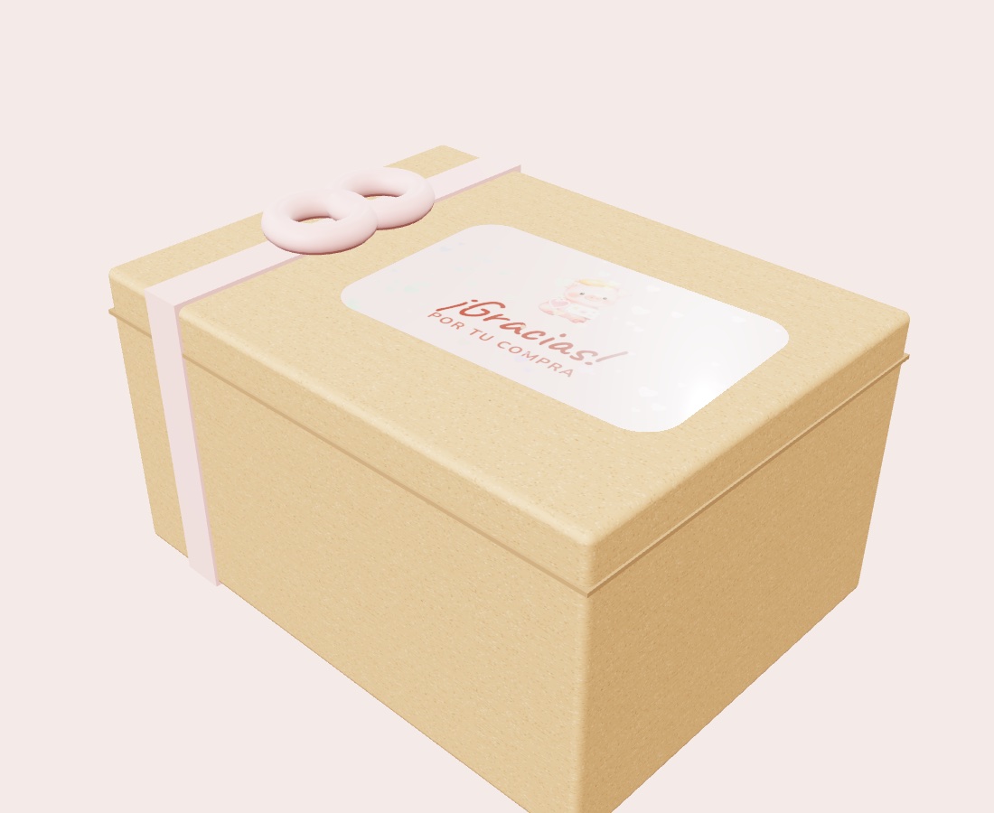 Caja de regalo con sticker de agradecimiento