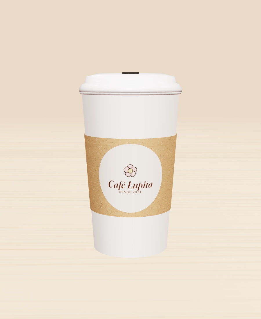 Vaso de café con sticker de cafetería